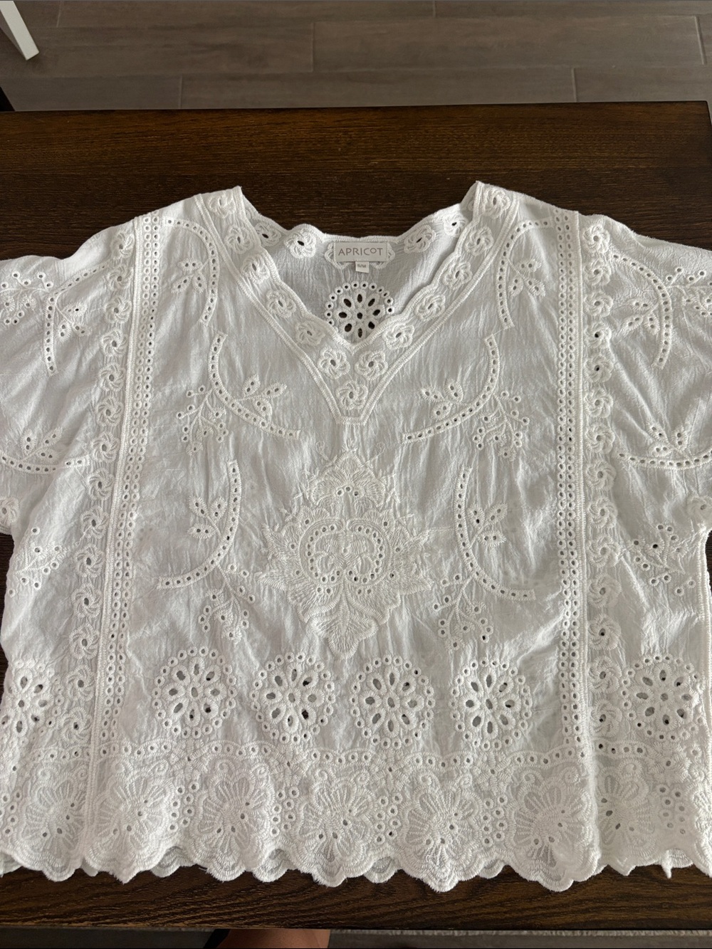 APRICOT White Eyelet Embroidered V-Neck Cotton Blouse Size S